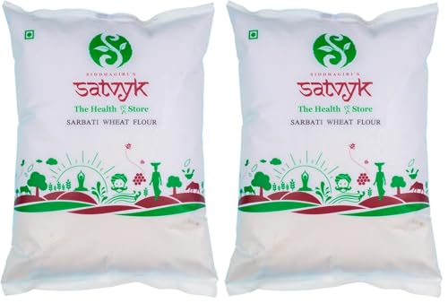 Image of S Siddhagiri's SATVYK THE HEALTH re STORE Whole Wheat Flour - (5kg) - Stoneground | Whole Wheat Atta | Sharbati Variety | Chakki Fresh Wheat Atta | High Dietary Fiber Genhu Atta | Slow Processing - No Heat Generated