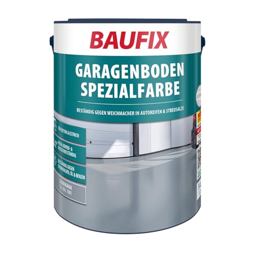 BAUFIX Garagenboden Spezialfarbe silbergrau 5 Liter Beton- und Bodenfarbe Garagenbodenfarbe für innen & außen geeignet gegen Weichmacher