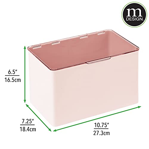 mDesign Opbergdoos met deksel voor de keuken, voorraadkamer of werkkamer – stapelbox van BPA-vrij kunststof – compacte kunststof kist voor huishoudelijke artikelen – lichtroze en doorzichtig - Image 3