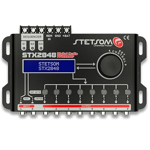 Stetsom STX 2848 DSP Crossover & Equalizer Procesador de señal Digital Completo de 8 Canales (secuenciador) 2.8 relé Remoto | Ya disponible en tu tienda friki favorita! En mundofriki.es! Stetsom STX 2848 DSP Crossover & Equalizer Procesador de señal Digital Completo de 8 Canales (secuenciador) 2.8 relé Remoto | Ya disponible en tu tienda friki favorita! En mundofriki.es!