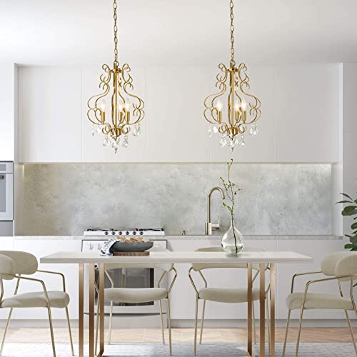 Image of KSANA Crystal Chandelier, Chandelier Light Fixture with K9 Crystal, Modern Pendant Lighting for Kitchen Island, Dining Room and Bedroom, 13'' D x 18'' H