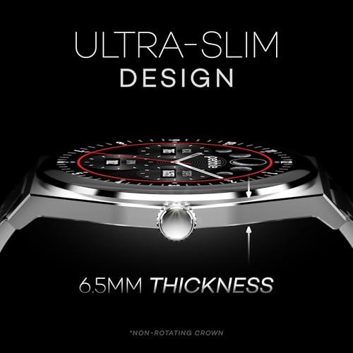 Image of Pebble Royale Steel Luxury Metal Smartwatch | Ultra-Slim Stainless Steel Body, 1.43 inch Ultra AMOLED Display, Always-On Display, Bluetooth Calling, DIY Watch Faces - Silver