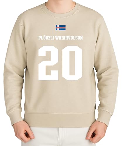 Plódzli Warihvolson 20 bandiera islandese, scritta divertente per appassionati di calcio e amanti del divertimento, pietra naturale, S