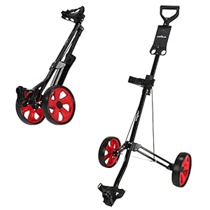 Caddymatic Golf Lite TRAC Carrito DE Golf Plegable DE 2 Ruedas Negro/Rojo