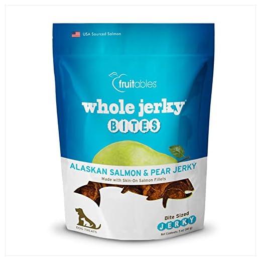Fruitables Healthy Dog Treats – Whole Jerky Bites for Dogs – Alaskan Salmon & Pear Flavored – 5 Ounces