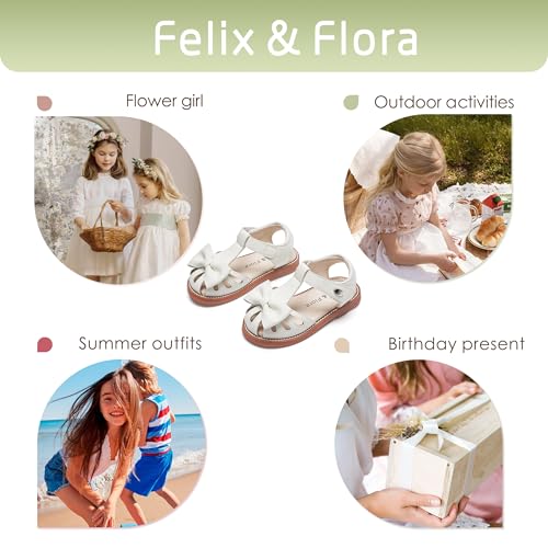 Image of Felix & Flora Toddler Girls Sandals Soft Rubber Princess Flat Shoes Flower Girl Shoes