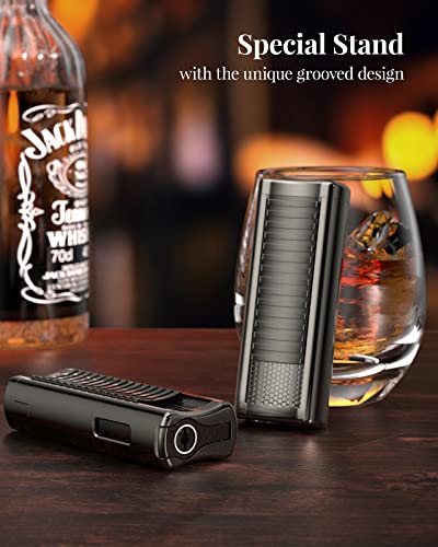 Kollea Torch Lighter, Double Jet Flame Refillable Butane Lighter, Windproof Pocket Lighter With Punch And Stand, Cool Idea Gift For Men (Butane Gas Not Included) #TOP3