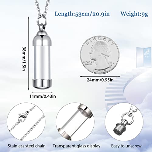 Vial Necklace Glass Vial Pendant Stainless Steel Glass Container Urn Necklace for Ash Openable Memorial Keepsake Cremation Ashes Holder2