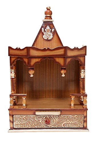 Furniture Wala Pooja Mandir Wooden Temple Without Door Big Size (46 X 25 X 74 cm ) Beautiful Mandir for Pooja Temple Home Decoration Wall Hanging