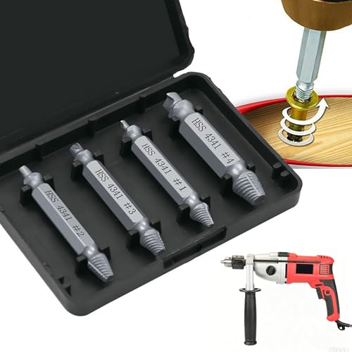 5 Stück linksausdreher mit bohrer – HSS 4341 Doppelendige Ausdreher für beschädigte Schrauben, schraubenausdreher und abzieher-set, Geeignet für kaputte Schrauben und abgerissene Schrauben