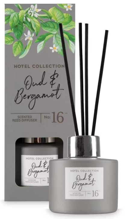 Hotel Collection Oud & Bergamot Scented Reed Diffuser, No. 16, Grey Bottle with Black Reeds