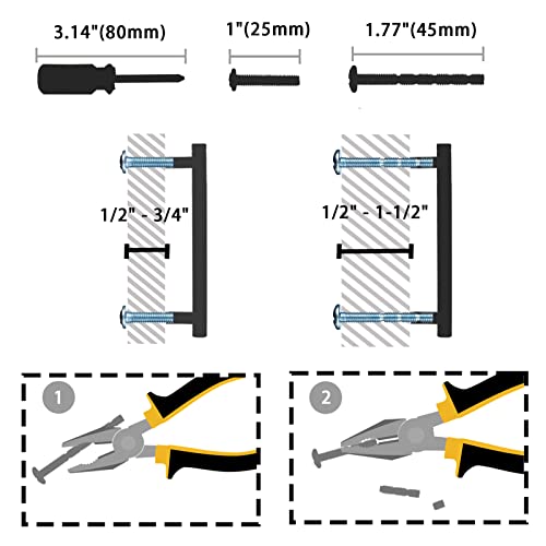 Gtkhaappy 12-Pack (6.2'' Total Length) Cabinet Handles Modern Cabinet Pulls (5" Hole Center) & 6-Pack Cabinet Knobs Black Knurled Drawer Dresser Knobs #TOP4