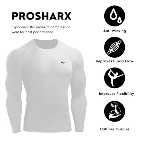 Image of PROSHARX Full Sleeve Compression T-Shirt - Athletic Base Layer Tights for Fitness
