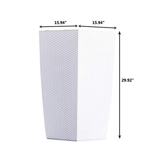 XBrand 30" H White Rattan Self Watering Indoor Outdoor Square Planter Pot, Tall Decorative Gardening Pot, Home Décor Accent (SWPlanterWT35) by XBrand - Used condition - US$39.09