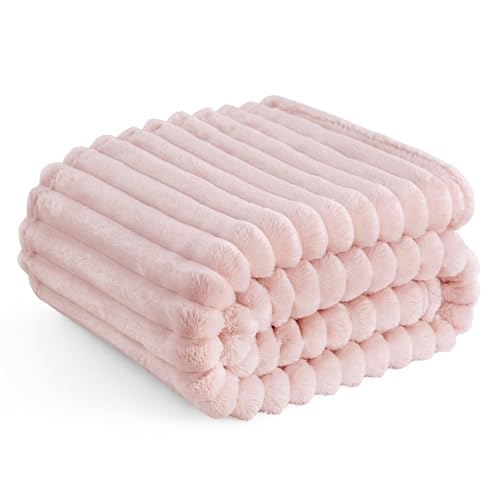 Bedsure GentleSoft Pink Throw Blanket for Couch - Cozy Soft Valentines Blankets Gifts for Women, Spring Cute Small Fleece Throws for Girls, Pink Decor for Home Room, Crystal Pink, 50x60 Inches