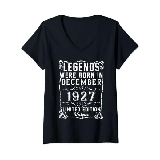 Mujer Cumpleaños Diciembre 1927 Edición Limitada Regalo Vintage Camiseta Cuello V