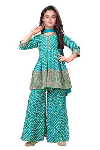 White Button Girls Georgette Sharara Suit Set | Premium Designer ...
