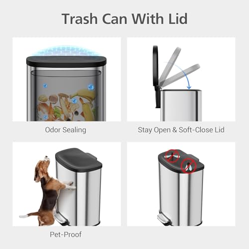 Caneca de basura Step-On de acero inoxidable 50L miniatura 3