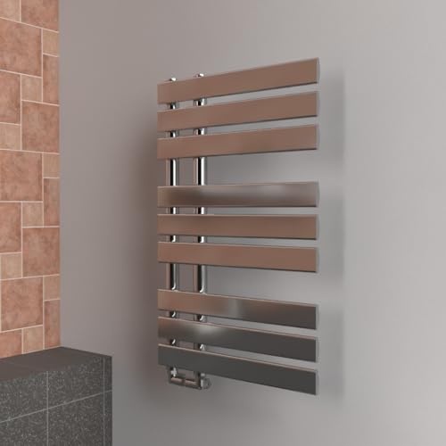 Lux Heat Chrome Open-Flat Designer Towel Radiator 800mm (H) x 500mm (W)