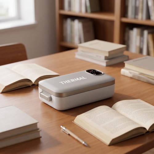 Image of ojiva Rechargeable Electric Lunch Box with Detachable Liner Cordless Lunch Box with Stainless Steel Container Portable Food Warmer Self-Heating for Office Workers, Commuters, Work, Travel, Bean