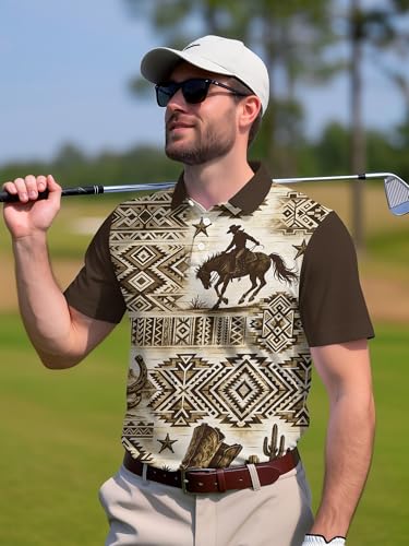 Image of PAGYMO Funny Golf Shirts for Men Crazy Printed Pattern Novelty Moisture Wicking Performance Mens Polo Shirt