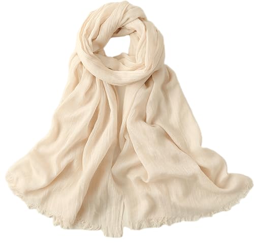 Womens Soft-Cotton-Linen Lightweight-Scarfs Large Long Fashion Gauze Shawl Wrap for Beach Travel 75”×39”