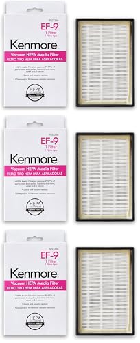 Image of Kenmore 53296 EF-9 Media Vacuum Cleaner Exhaust Filter for Upright and Canister Vacuums, White (Pack of 3)