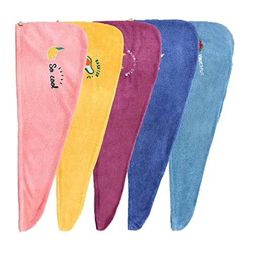 Berrywho 5 Pcs Hair Drying Towels Strong Absorbent Microfiber Hair Wrap, Coral Fleece Rapid Hair Drying Towel, Quick Drying Towels, Rapid Drying Hair Towel, Hair Turbans for Wet Hair Cover