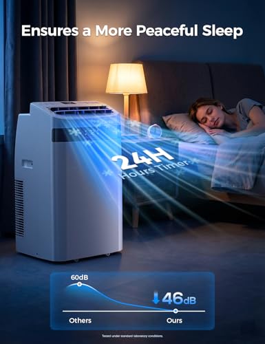Image of Portable Air Conditioner 14000 BTU, Cools Rooms up to 700 Sq. Ft, Portable AC Unit with Cooling, Dehumidifier & Fan Mode, Sleep, 24-Hour Timer, Remote Control, Window Installation Kit 1piece
