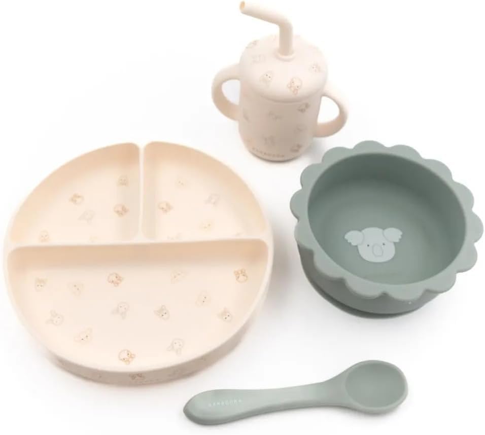 Bamboom Set Bimbo in Silicone Piatto Scodella Cucchiaio Bicchiere Animal Friends