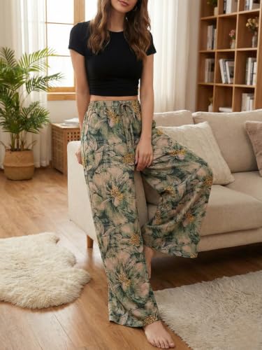 Image of Leriya Fashion Women's Trouser|Sharara | Boho Harem Pants|Rayon Palazzo Plazo Pant| Loose Fit Baggy Trousers with Elastic Waistband|Casual Yoga & Lounge Wear (Available in Plus Size)