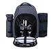 Apollo Walker Picnic Backpack Bag for 2 Person with Cooler Compartment, Detachable Bottle/Wine Holder, Fleece Blanket, Plates and Cutlery Set (2 Person, Navy)