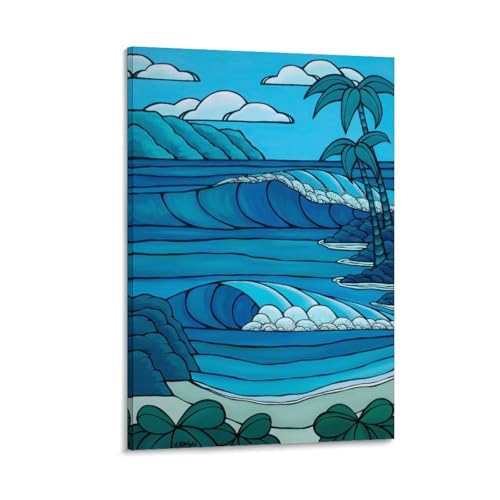 ヘザーブラウン (ブルーウェーブ) 現代 北欧 ハワイの風景 ポスター ホーム装飾 パネル 壁アート 現代壁掛け 絵画 版画 芸術作品 インテリア12x18inch(30x45cm)