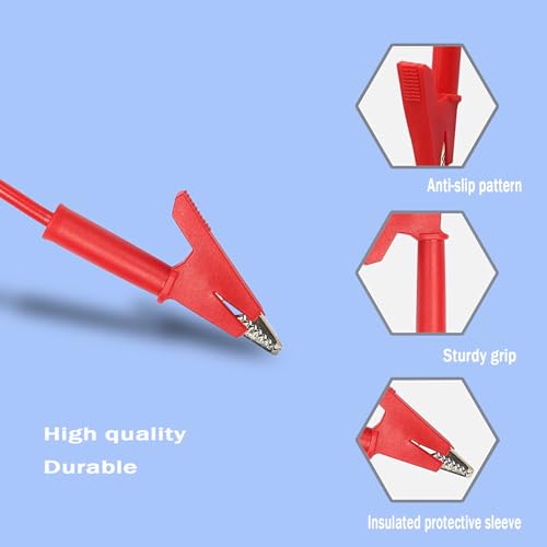 Image of 12AWG 4mm Banana Plug to Alligator Clip Test Lead Wire Cable 2PCS | Jumper Wires with Alligator Clips for Multimeter, Battery Testing 3.28Ft
