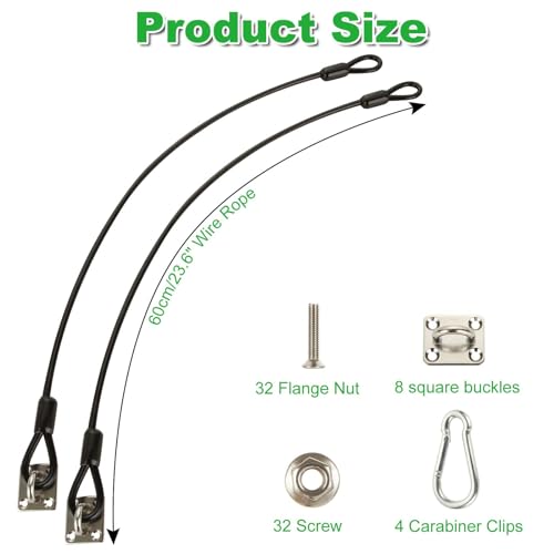 Image of 4 Pcs Metal Trash Can Lid Lock with Accessories, 23.6 inch Wire Rope Black Garbage Can Lock, Outdoor Trash Can Lock for Animals and Litter Prevention