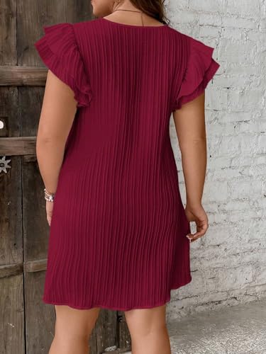 LALAGEN Women's Plus Size Ruffle Trim Short Summer Dress 2024