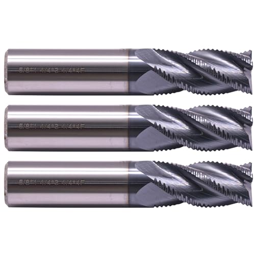 Image of 3Pcs 5 /8 inch 4 Flute Solid Carbide Roughing End Mill, ALCrSiN Nano Coated | 35 Degree Helix, 5 /8 inch Cutting Diameter, 5 /8 inch Shank Diameter, 1-1 /4 inch Length of Cut, 3-1 /4 inch Overall Length