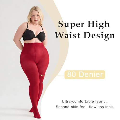 Image of Women's Plus Size Tights High Waist Sheer Semi Opaque Ultra-Soft Pantyhose XL, 2XL, 3XL, 4XL
