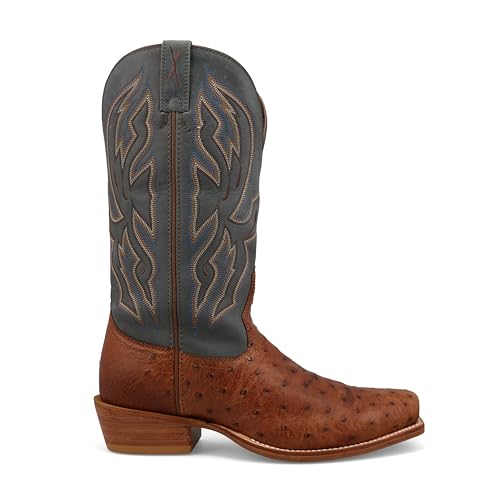 Twisted X Men's 13" Reserve Boot, Narrow Square Toe with CellStretch and Tech X, Chestnut Ostrich & Dark Grey, 9.5 EE4