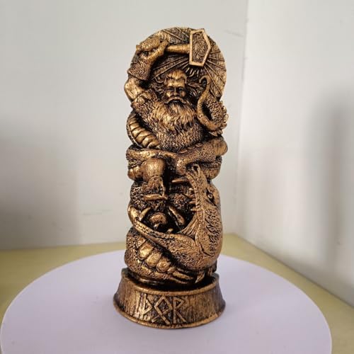 Estatua Decorativa de Resina Mitología Nórdica Thor miniatura 7