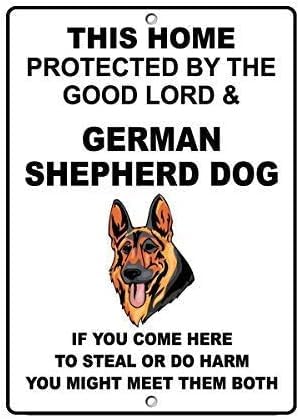 Bioprocess As Shown In The Pictures German Shepherd Dog Dog Home Protected By Good Lord Warning Signs Metal S Metal Sign 8X12 Inches