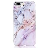 Pink iPhone 7 Plus Case, iPhone 8 Plus Case, Leminimo Marble Slim Fit Full Protection Anti Shock Design TPU Flexible Case for iPhone 7/8 Plus [5.5 inch Display] - Nature Marble