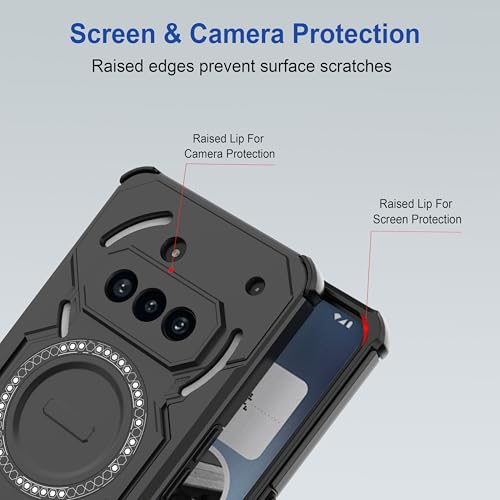 Image of Zapcase Back Case Cover for Nothing Phone (3a) 5G | Magnetic Case with Built-in Metal Ring | Supports MagSafe Charger, Wallet & Car Mount | Shockproof Hybrid PC + TPU | Black