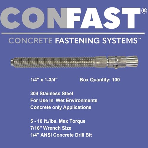 Image of CONFAST 1 /4 inch x 1-3 /4 inch Stainless Steel Wedge Anchor (100 per Box)