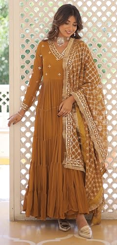 Image of Wedani Georgette Sequins Embroidered Work Anrakali Kurta Set for Women