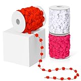 Threlaco 60 Yards 3 Rolls Spring Pom Pom Ribbon Fuzzy Wired Trim Ribbon for Spring Gifts Wrapping Crafts Home Wreath DIY Craft Floral Bow