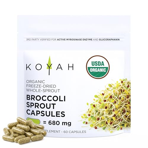 KOYAH - Organic Broccoli Sprout Capsules Freeze-Dried: 60 Capsules