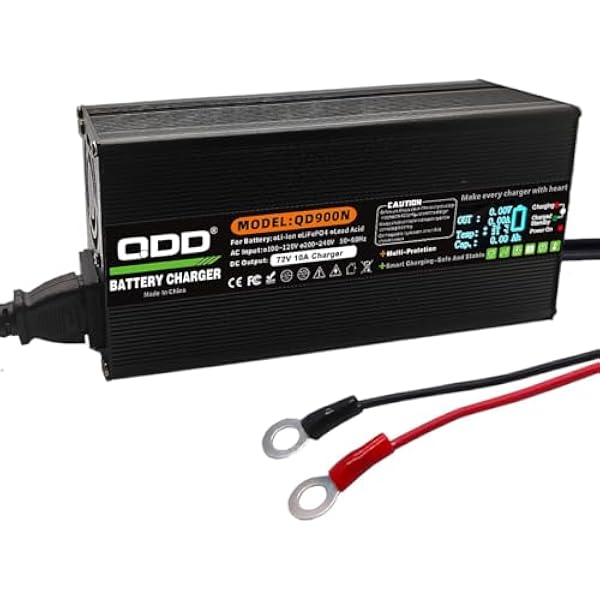 QDD 72 V 10 A ładowarka do akumulatorów ołowiowo-kwasowych, bezpieczna i trwała, z wentylatorem chłodzącym, odpowiednia do akumulatorów ołowiowo-kwasowych 72 V, inteligentna ładowarka, wyjście DC