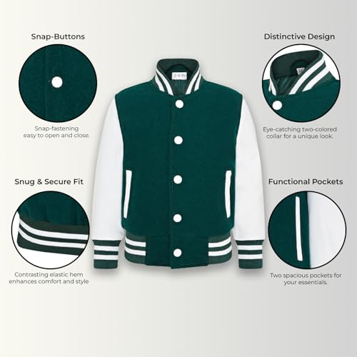 Kids Varsity Black Bomber College Leather Sleeve Jacket2