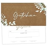 Gutscheinkarten zum Selbstausfüllen (50er Set, DIN Lang) | Blanko Gutschein zum Ausfüllen als Vorlage für Massage, Kosmetik, Friseur und andere | Gutscheinvorlagen Neutral und Edel